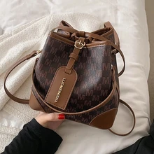

Letter Bucket Crossbody Messenger Bag for Women 2021 Luxury Brand Small Winter High Quality Lady Designer Handbag Purses