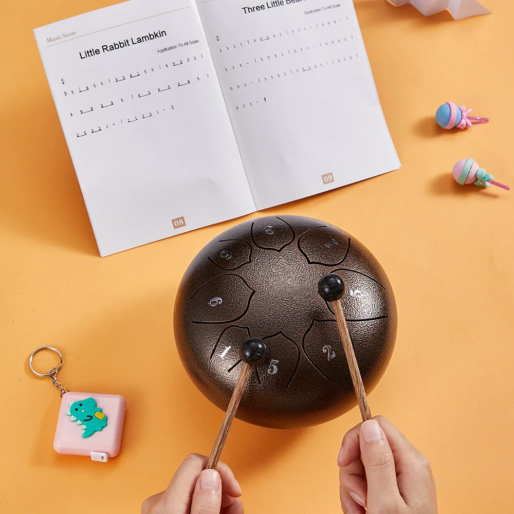 Tongue Drum 6 Inch 8 Tune Steel Hand Pan Drum Tank Drums With Drumsticks Carrying Bag Percussion Instruments Handpan Gift