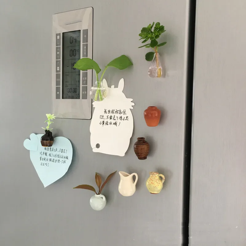 

Mini Ceramics Vase Fridge Magnet DIY Porcelain Vase Refrigerator Magnet Message Sticker Flower Pot Shape