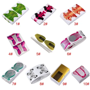 

50/100 pcs Fish Shape Nail Art French Acrylic UV Gel Tips Extension Builder Form Guide Stencil Manicure Tools - H