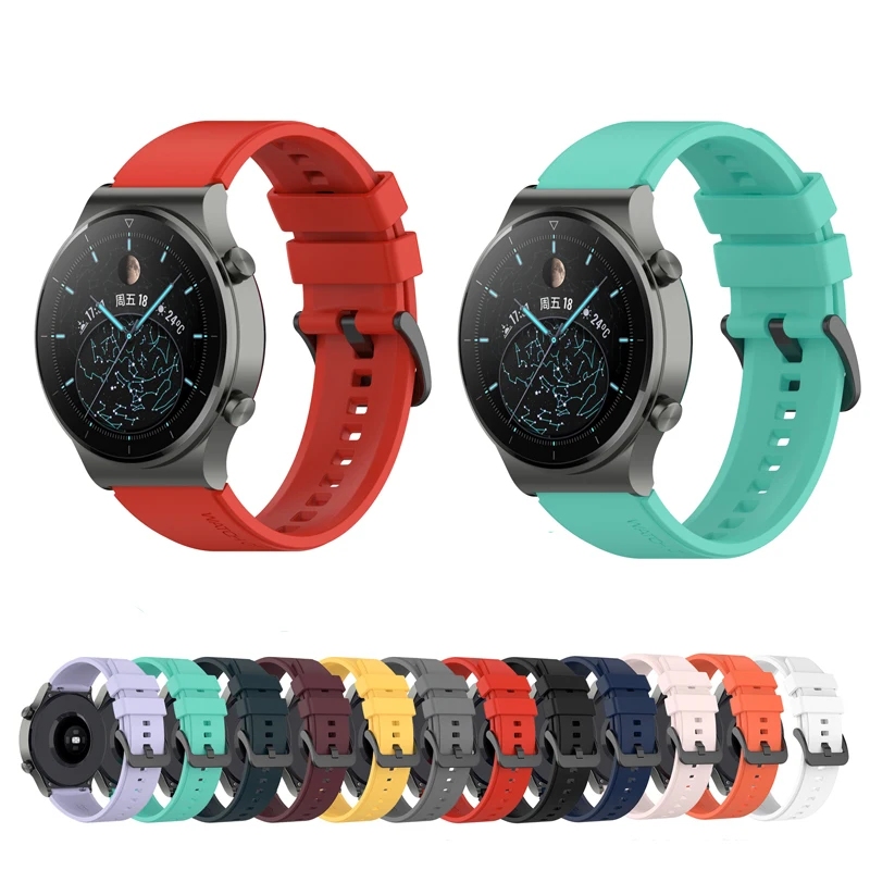 

22mm Silicone Smartwatch Sport Wrist Watchband For Huawei GT2 GT 2E GT2e Honor GS Pro Magic 2 46mm Strap Smart Wristband Band