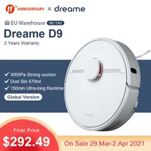 Dreame D9 Robot Vacuum Cleaner Global Version 3000Pa Suction Sweeping Washing Mopping Robot Aspirator Smart Home MIJIA APP WIFI