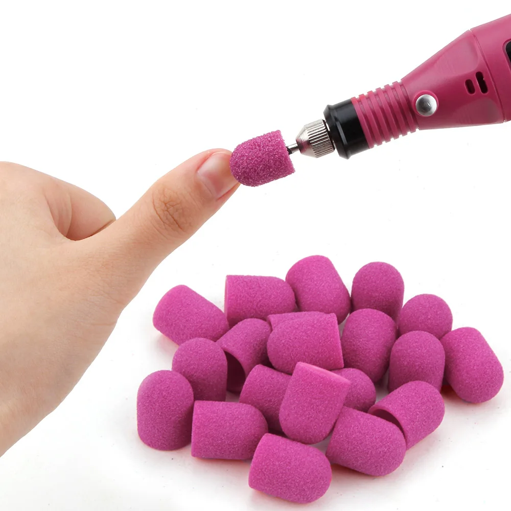 Manicure Tools 20pcs Nail Sanding Caps Rubber Cutter Art Sanding Bands