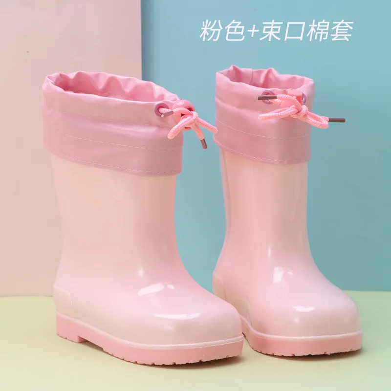 Детская непромокаемая обувь; модные Нескользящие резиновые сапоги с героями мультфильмов; Мужская и Женская водонепроницаемая обувь; Детские Водонепроницаемые сапоги; резиновая обувь - Color: thicken pink