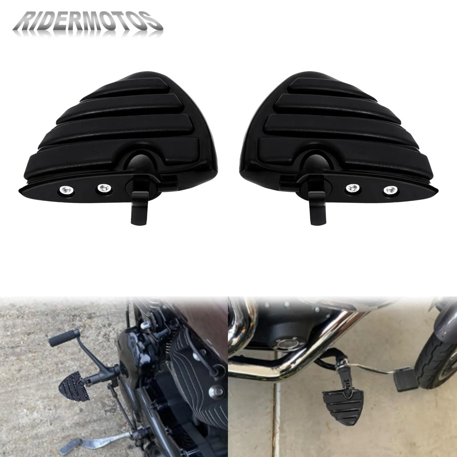 

Motorcycle Footpegs Male Mount Wing Style Foot Rest Pedal Black For Harley Sportster XL883 Dyna Low Rider Touring Electra Glide