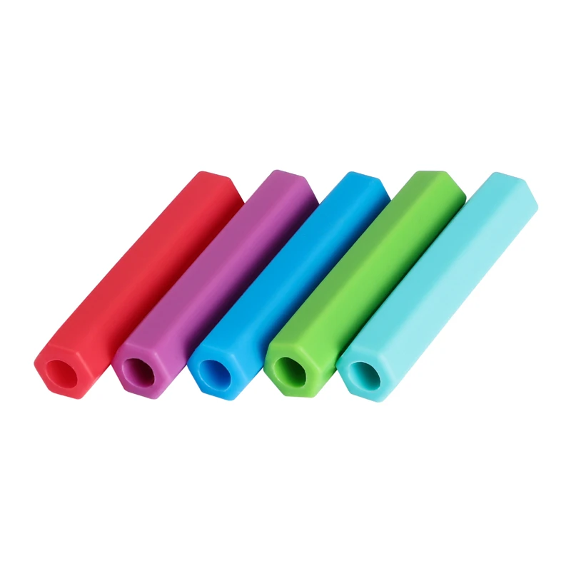 새로운 1Pcs Chewable 연필 토퍼 물린 실리콘 Teether 연필 모자 어린이를위한 감각 장난감 어린이 자폐증 ADHD Chewlery Teether Care