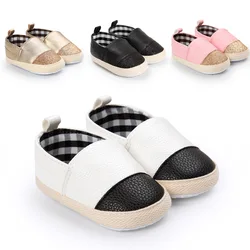 KIDSUN – chaussures en cuir PU pour nouveau né, semelle en coton, antidérapantes, plates, décontractées, pour les premiers pas des bébés filles, pour l'extérieur 