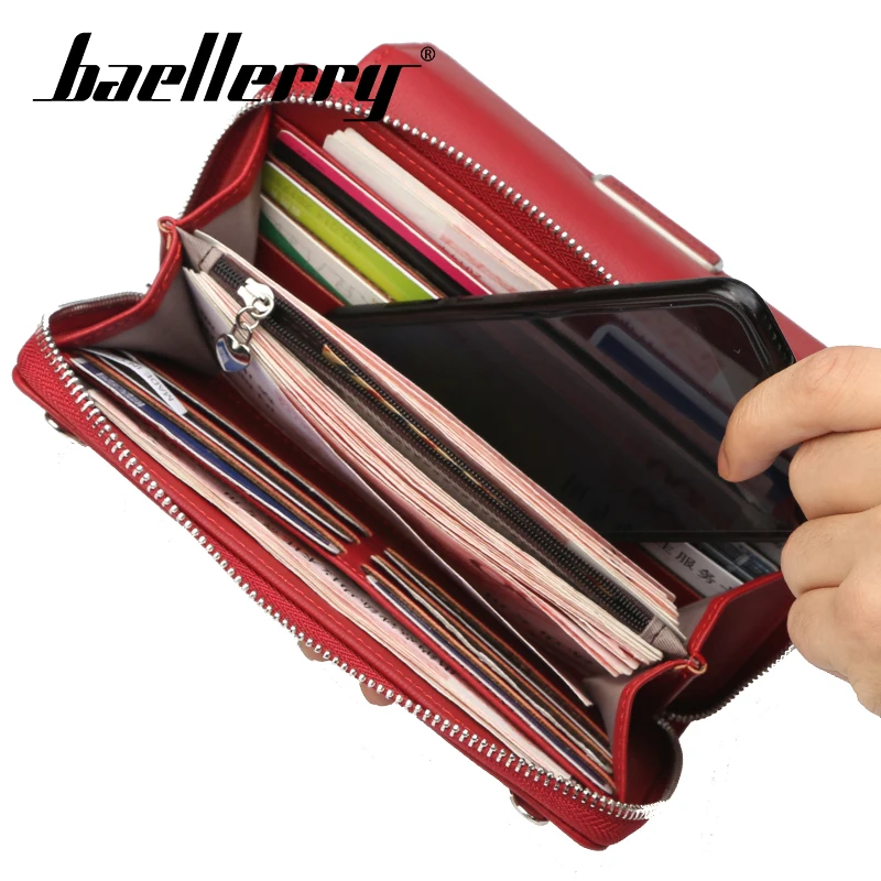 Портмоне baellerry серебряный пояс женский модный однотонный Длинный кошелек из искусственной кожи на молнии с застежкой на плечо сумка для заметок отделение кошелек