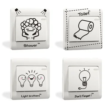 

4pcs/lot Bathroom Toilet Light Switch Stickers Art Wall Sticker Home Decor for Kids Room Nursery Home Decoration Wall Decals PVC