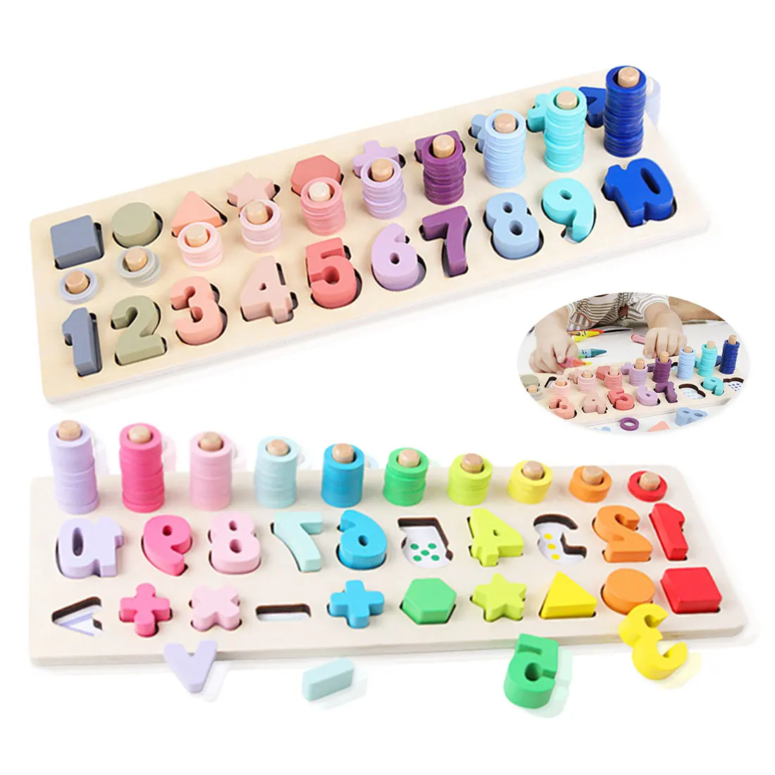 

Baby Early Education Teaching Aids Math Toys For Children Preschool Wooden Toys Count Geometric Shape Cognition Match