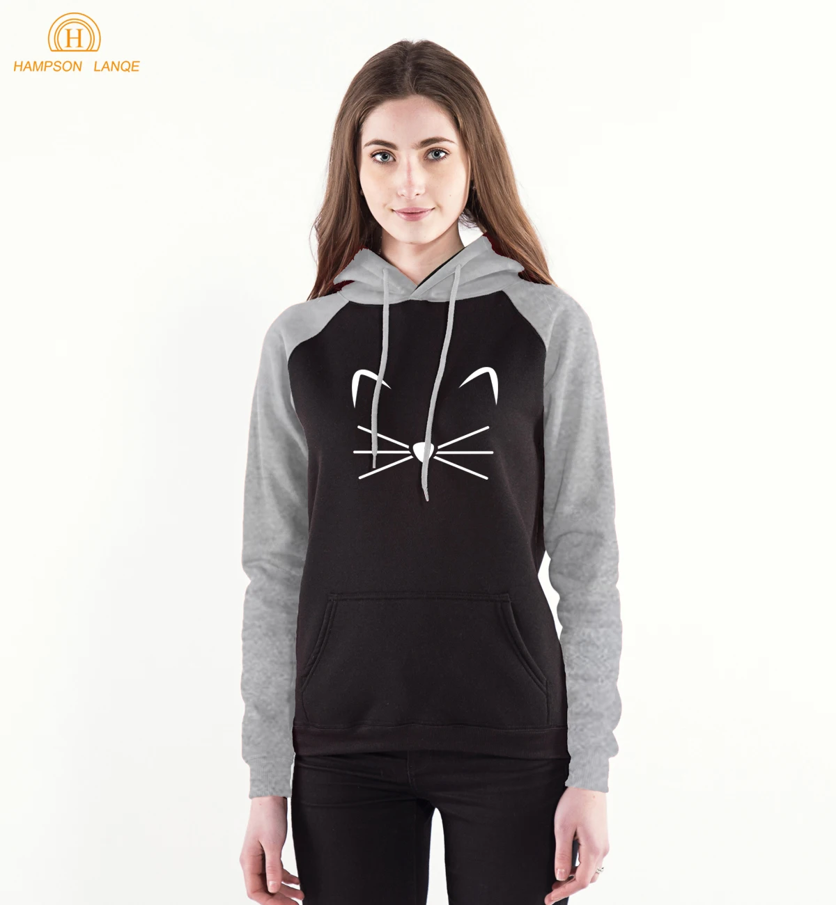 Kawaii Kitty Meow Cat розовый длинный рукав Женская толстовка с капюшоном стиль Женская зимняя Толстовка Harajuku Kpop реглан толстовки