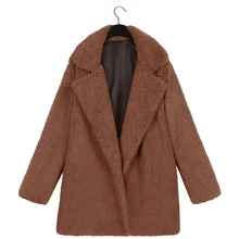 Sfit, Женское пальто, повседневное, с отворотом, флис, пушистая, Искусственная овчина, на молнии, теплая одежда оверсайз, куртки, мех, пушистая, женская зимняя куртка