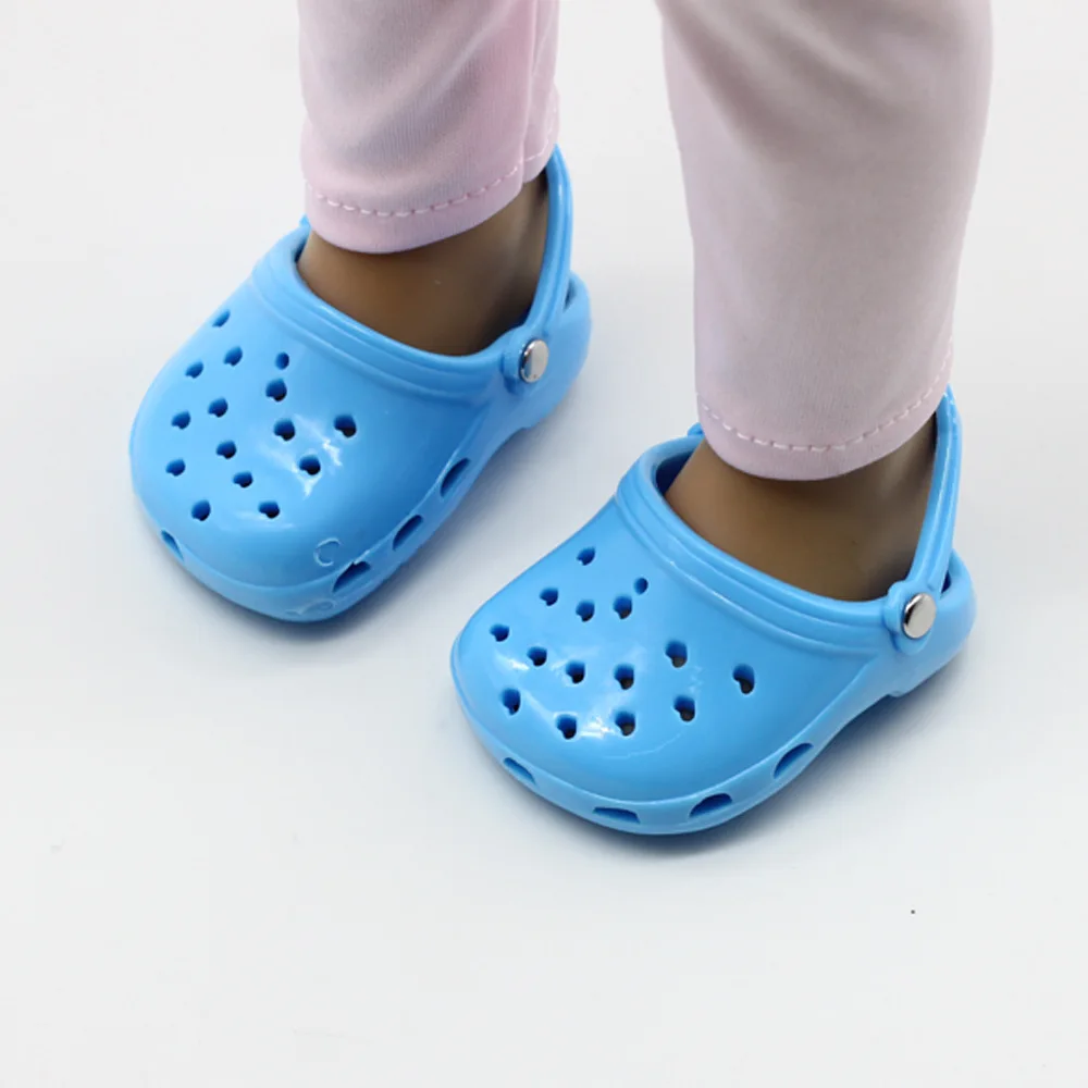 43 cm Doll's Sandals Doll Clothes Hole Beach Shoes 4 Colors Fit 18 Inch American Baby New Born Doll Accessories Gift for Girl