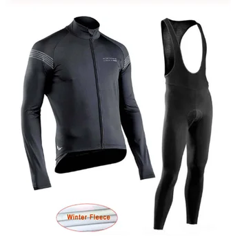 

New Pro Team Winter thermal fleece Cycling Clothes NW men's Jersey suit outdoor riding bike MTB clothing warm Bib Pants set 12
