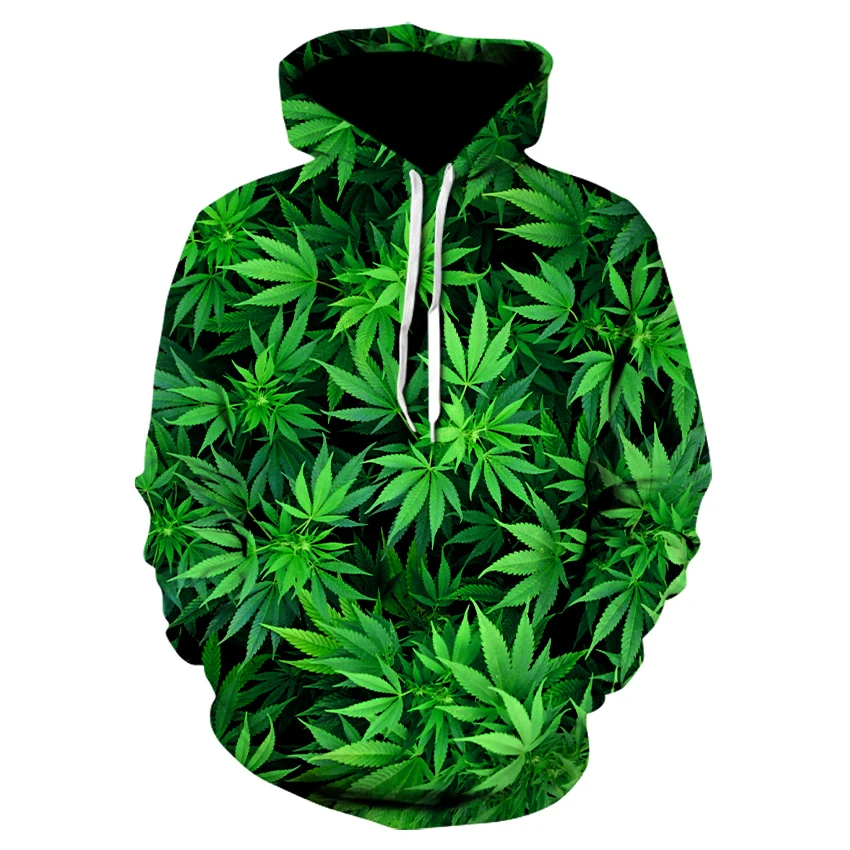 

2019 New style hoodies in autumn and winter with green weed print 3D sportswear men's and women's hoodies in leisure fashion