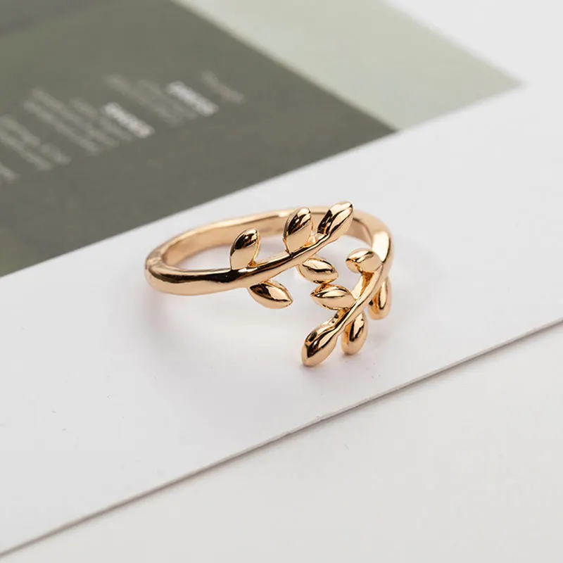Новое Женское Открытое кольцо с листьями, кольца для свадьбы, помолвки, повседневные кольца с покрытием, регулируемые женские ювелирные изделия Anillos Mujer