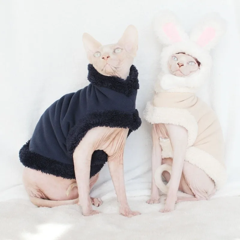 

Custom costume hairless kitten clothe autumn and winter lamb elastic ins plus velvet Sphinx sweater thickened cat pet clothes