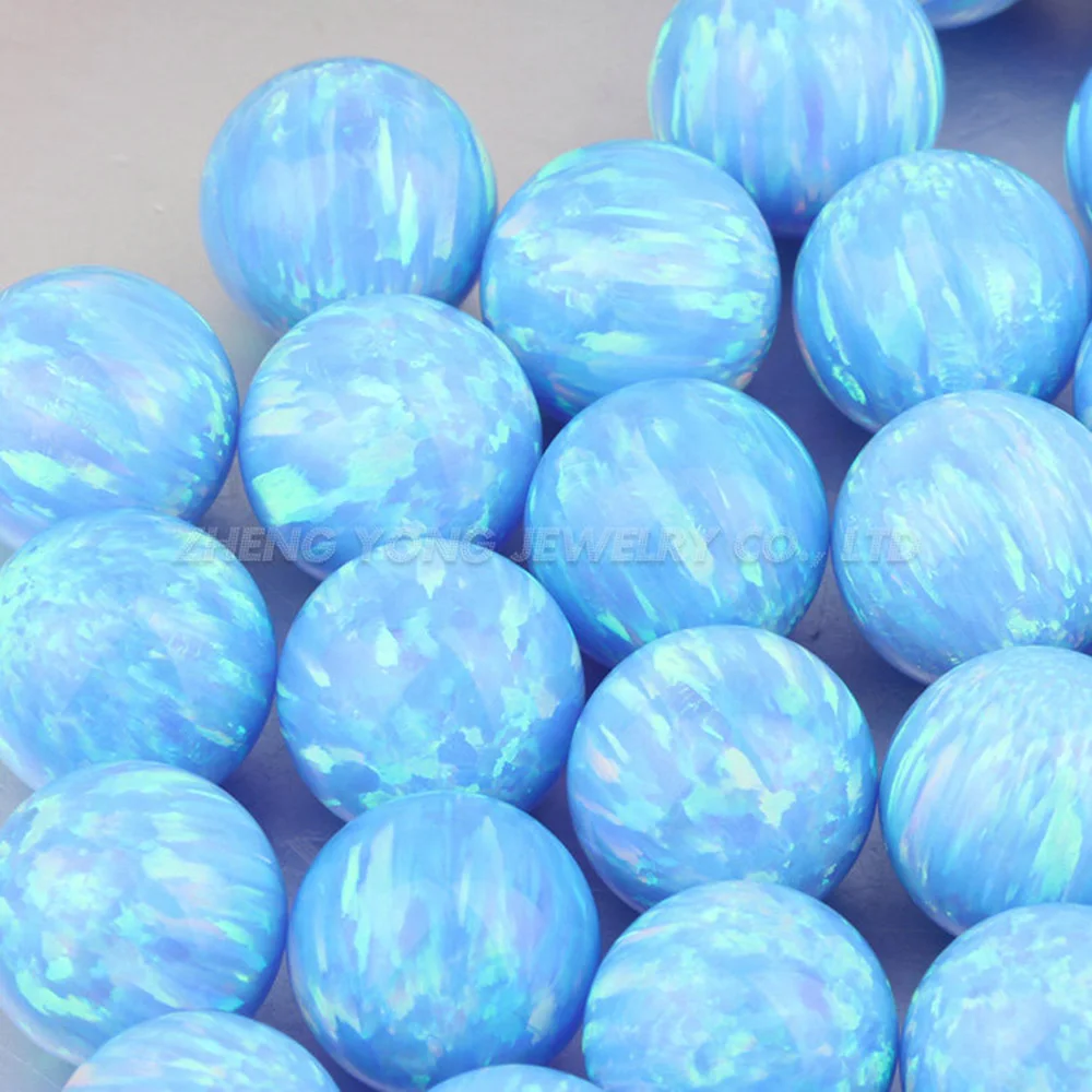 2mm to 8mm Light Blue Color Ball Cut Lab Created OP06 Opal Beads for Making Jewelry