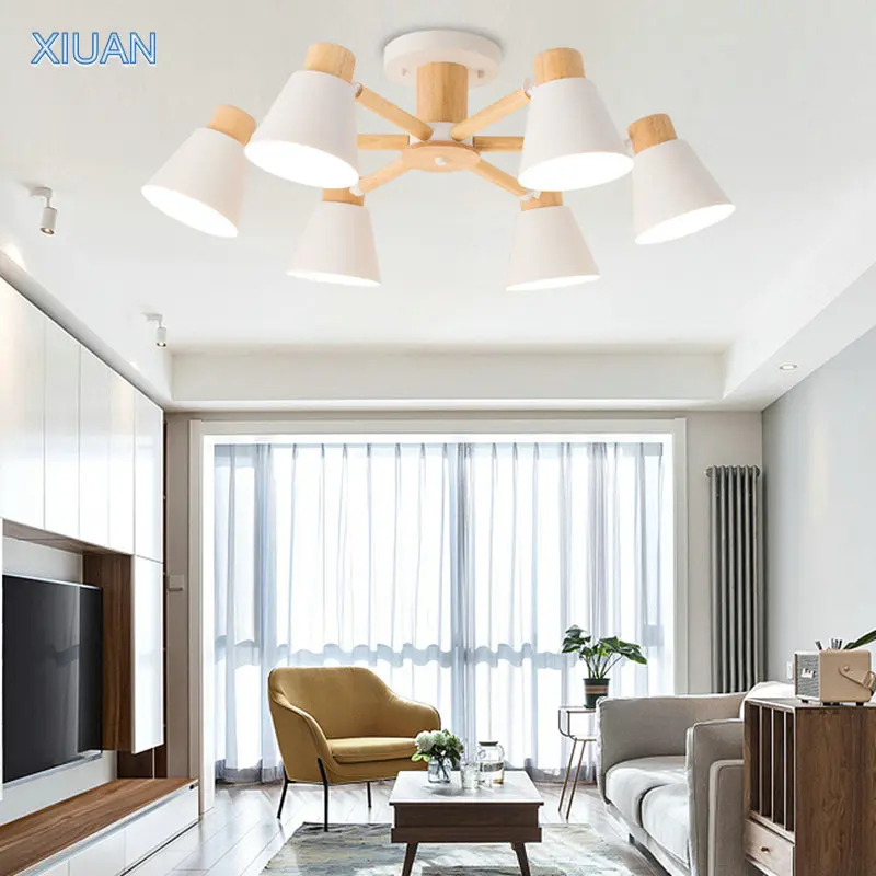 Globo Erica 15575-4D Lampada Da Soffitto Con Struttura In Metallo Nero E Legno Chiaro, 4 E27 Moderna E Luminosa 9007371436712