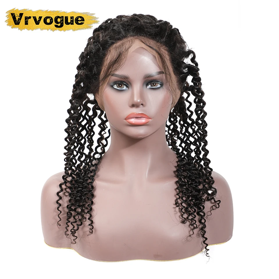 

Vrvogue Hair Kinky Curly Closure Free Part 360 Lace Frontal Bleached Knots With Baby Hair 100% Brazilian Remy Human Hair