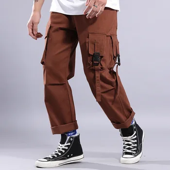 

#1864 Loose Cargo Pants Men Multi Pockets Straight Korean Fashion Casual Hip Hop Pants Mens Japanese Streetwear Trousers Autumn