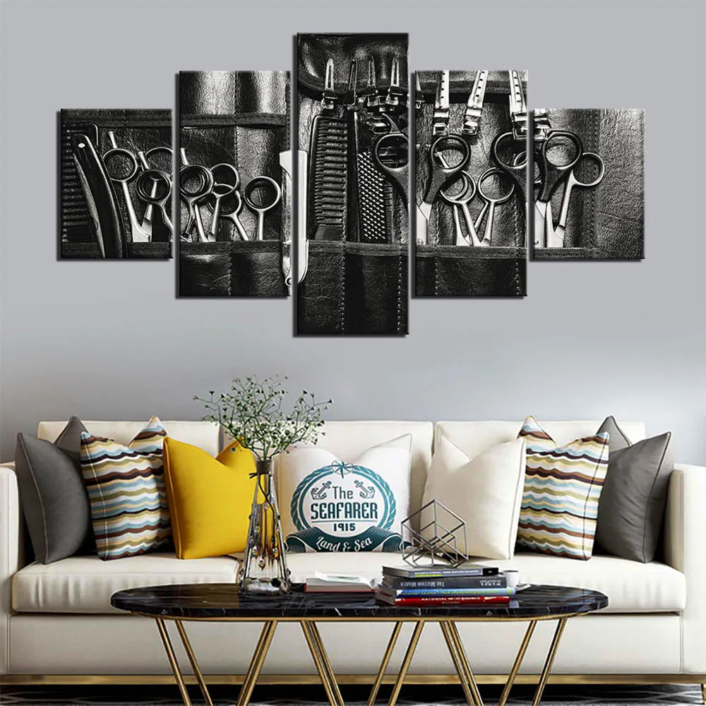 

Unframed 5 Panel Beauty Hair Salon Haircut Hairdresser Pictures Wall Art Home Decor Posters Canvas for Living Room Paintings