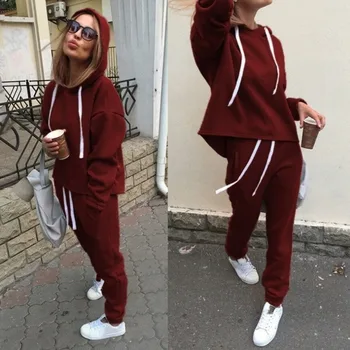 

GOOHOJIO 2020 Autumn Winter Female Two Piece Sets Tracksuit Women Long Sleeve Coats Pants Two Piece Set Warm Outfit Women Suit