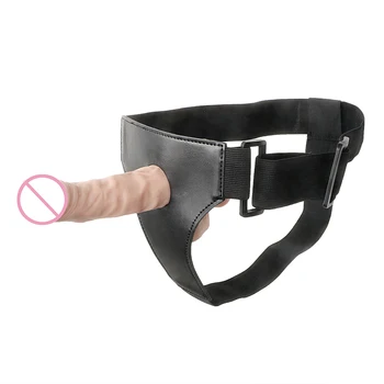 OLO Black Leather Dildos Pants Erotic Sex Toys for Lesbian Wearable Penis Panties Strap On Adult Game 3