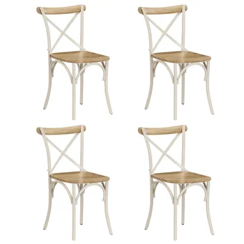 

vidaXL Cross Chairs 4 pcs White Solid Mango Wood