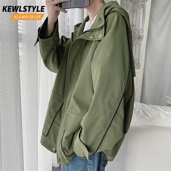 

Mens autmn winter jackets coats streetwear windbreaker hooded jacket hip hop clothes army green jacket for men outerwear JK30