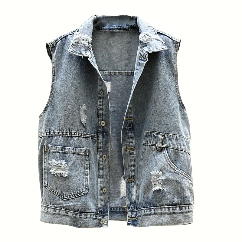 sleeveless loose denim coat