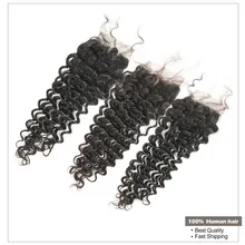 4*4 малазийские глубокие кудрявые человеческие волосы на шнуровке часть 150% плотность натуральный цвет Remy закрытие отбеленные узлы