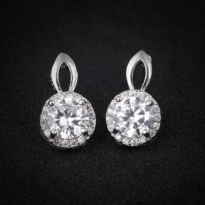 cute round earrings for women white 585 gold color brinco Austrian crystal fashion jewelry shine Austrian crystal aretes (4)