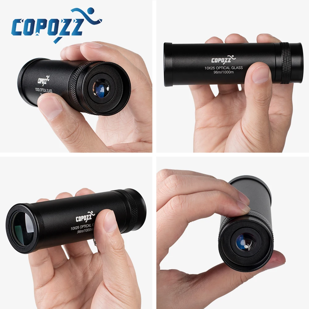Монокулярный мини бинокль COPOZZ 10x25 Призма BAK4 низкий светильник ночное видение для