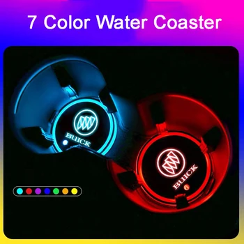 

2pcs Car Water Coaster Led Lights for Buick Regal Lacrosse Envision Encore Enclave Allure Excelle Verano GT Logo Cup Holder Mats