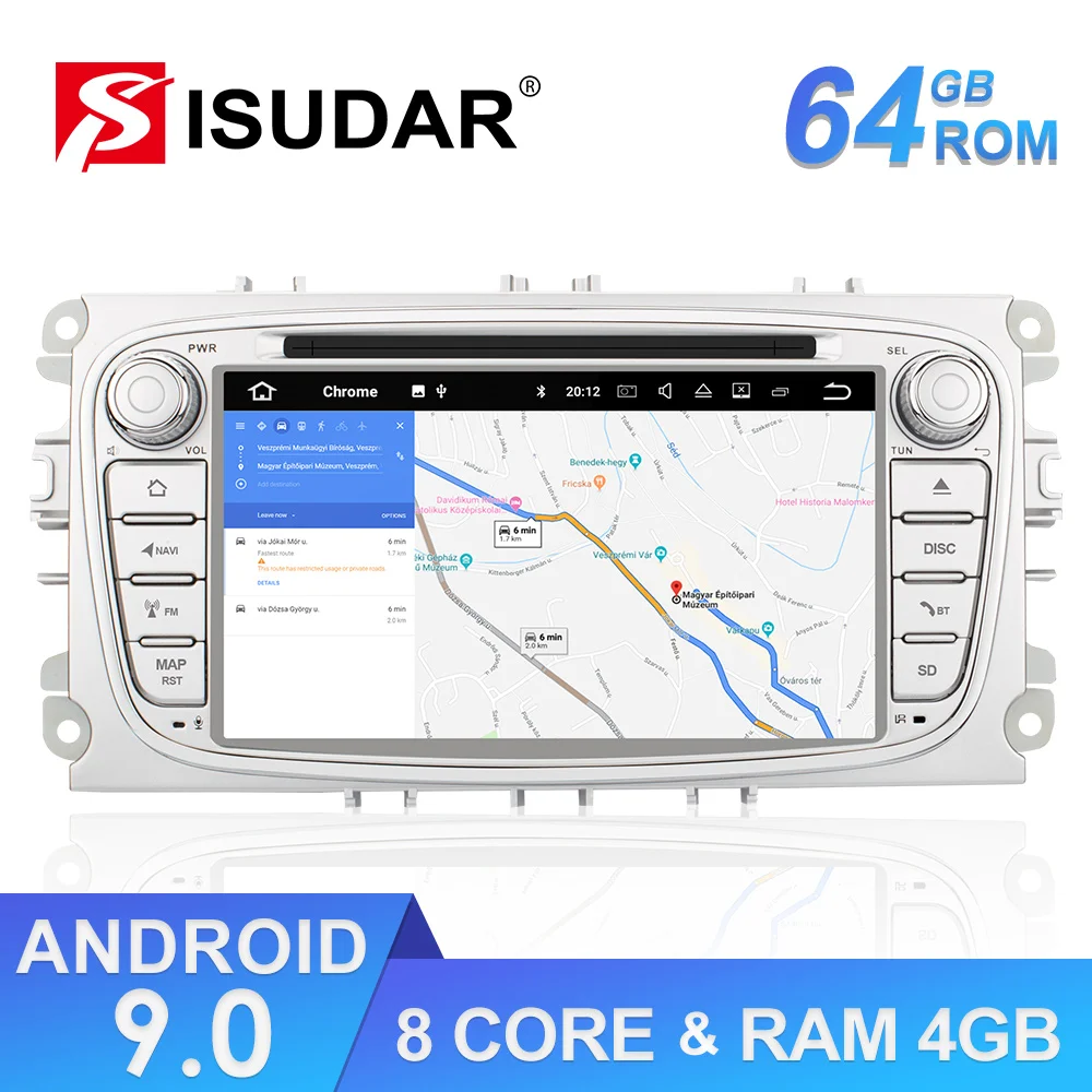 Isudar Восьмиядерный автомобильный мультимедийный плеер gps Android 9 2 Din для FORD/Focus/S