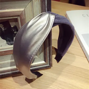 

New Brand Fashion PU Leather Velvet Hair Bands Women Cross Turban Headband Headwear Girls Hair Accessories Haarband opaska do