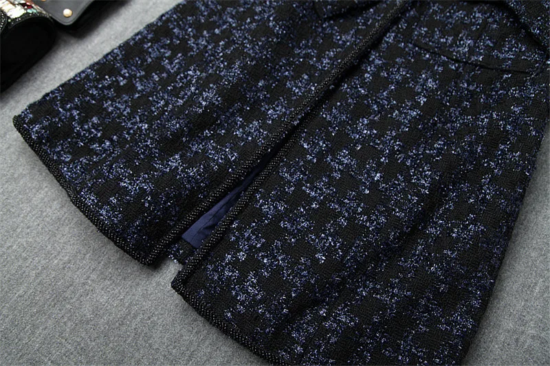 High Quality Runway Designers Luxury Beading Tweed Woolen Jackets and Coats Autumn Winter Long Overcoat Wool Blends Outerwear