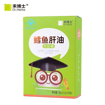 

Authentic Dr. He Cod Liver Oil Soft Capsule 30 Tablets Infant and Child Fish Oil Containing DHA National Food Jianzi Blue Cap 24