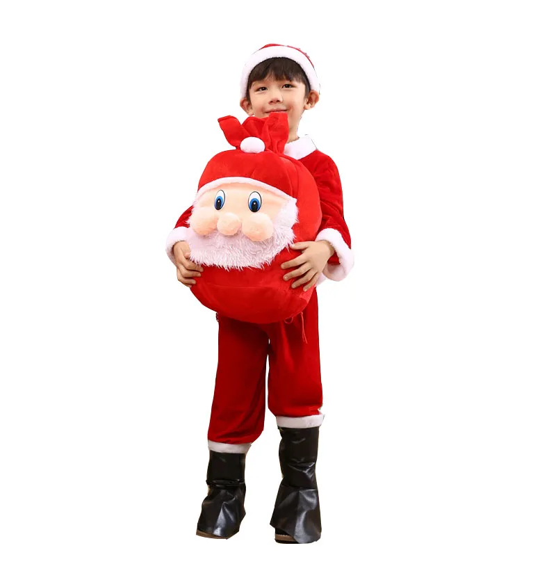 Рождественское платье костюм Санта-Клауса для девочек Одежда для маленьких мальчиков красное Новогоднее платье Рождественская одежда для 3, 4, 5, 6, 7, 8, От 9 до 10 лет - Цвет: ZH034-Red
