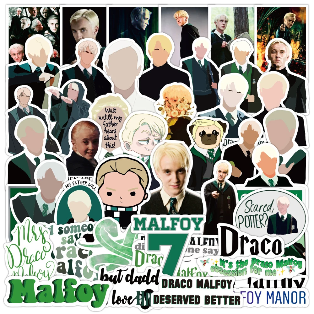 

50PCS Draco Malfoy Graffiti Stickers Divination Stickers For Luggage Laptop Refrigerator Motorcycle Skateboard Pegatinas Kid Toy