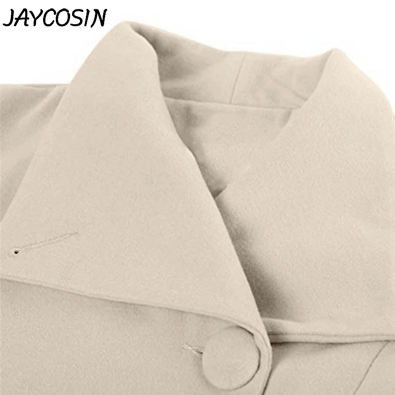 JAYCOSIN Женское шерстяное пальто с лацканами шерстяное пальто куртка пальто с длинными рукавами пуговицы пояса однотонная Верхняя одежда casaco feminino a7