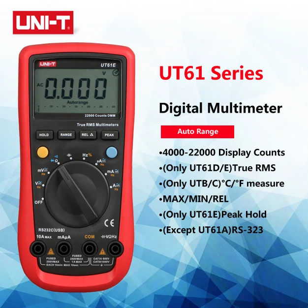 Цифровой мультиметр UNI T UT61E Ture RMS Автоматический диапазон 22000 отсчетов ПК