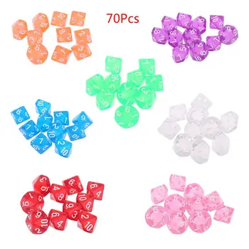 

70Pcs/Set 10 Sided D10 Polyhedral Dices Beads Number Dials Desktop Table Board Playing Games