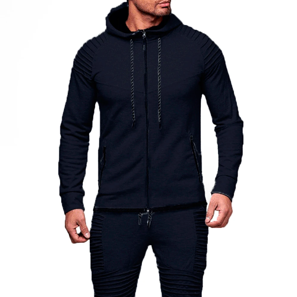 navy blue 2 цвета, 4 размера, приталенная теплая толстовка с капюшоном, мужские свитшоты, последняя мода, толстовки, пальто, зимняя куртка - Цвет: navy blue