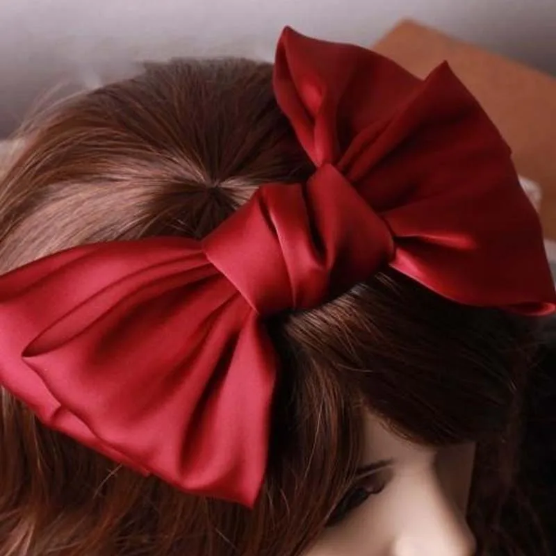 Fashion Solid Color Big Bow Hairpins Girls Lovely Popular Hair Clips For Women Hair Accessories Gift Red/Bule/Green/Black/Pink