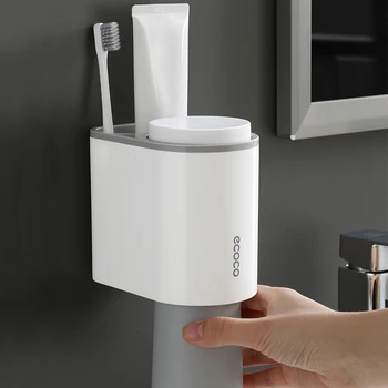 

New Bathroom Toothbrush Rack Toothbrush Holder Wall Mounted Toothbrush Cup Organizer Toothpaste Storage Rack