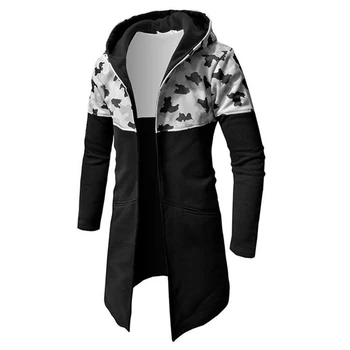 

Camouflage Mens Trench Coat Cardigan Patchwork Long Sleeve Mens Outwear Fashion Mens Tops