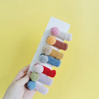 

1Pcs Girls Hair Clips Cute Plush Ball Candy Color Hair Pin Children Headwear Princess Hair Accessories hair pins and clips girls