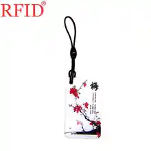 ID 125khz EM4305 EM4205 реплицируемые записываемые RFID карты брелок с изображением цветка сливы водостойкий брелок для ключей 1